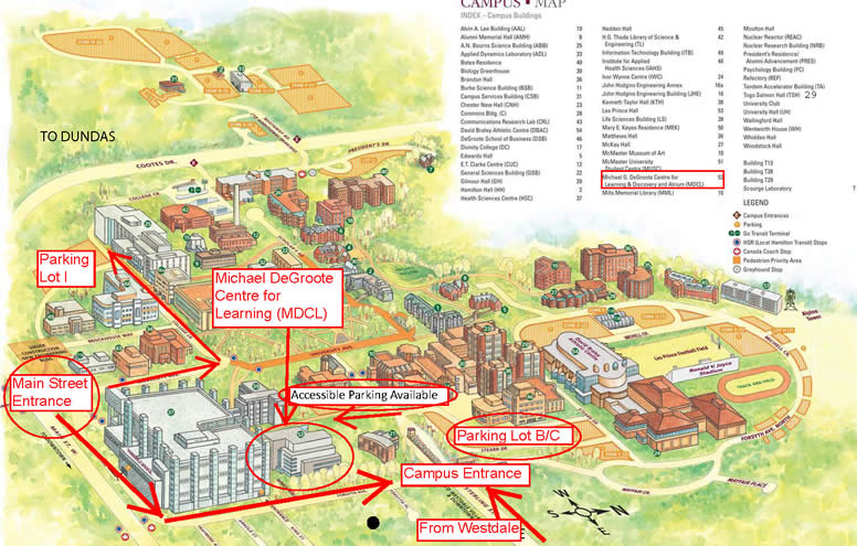 Campus Map - Directions to JHE 376 and parking in Lot I