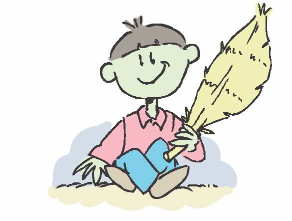 child holding a feather 