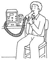 Spirometry: drawing of person taking lung function test