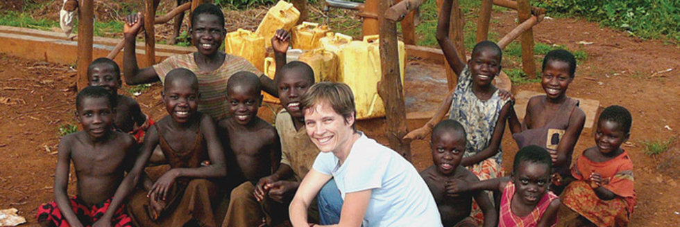 Dr. Jean Chamberlain Froese with children in Uganda